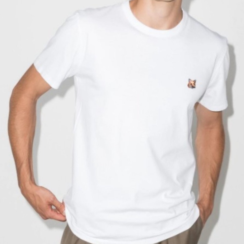 Maison Kitsune Fox Head Patch Cotton White Men’s T Shirt Size XL